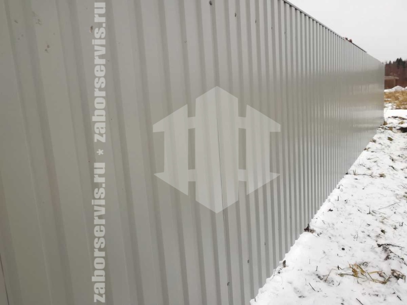 Забор из профнастила с бетонированием столбов 75 метров