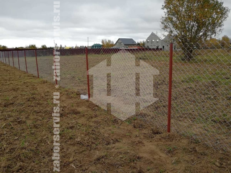 Забор из сетки рабицы с проволокой 54 метра