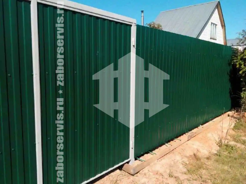 Забор из профнастила 73 метра зеленый