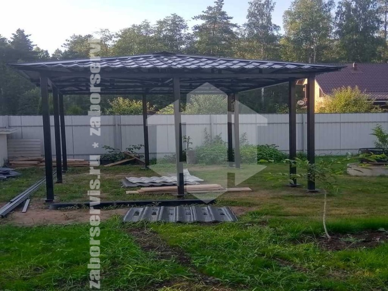 Навес из металлочерепицы пример 3